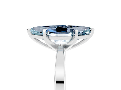 White gold Marquise Cut Aquamarine Solitaire Engagement Ring with Classic Band and Four-Prong Setting_47