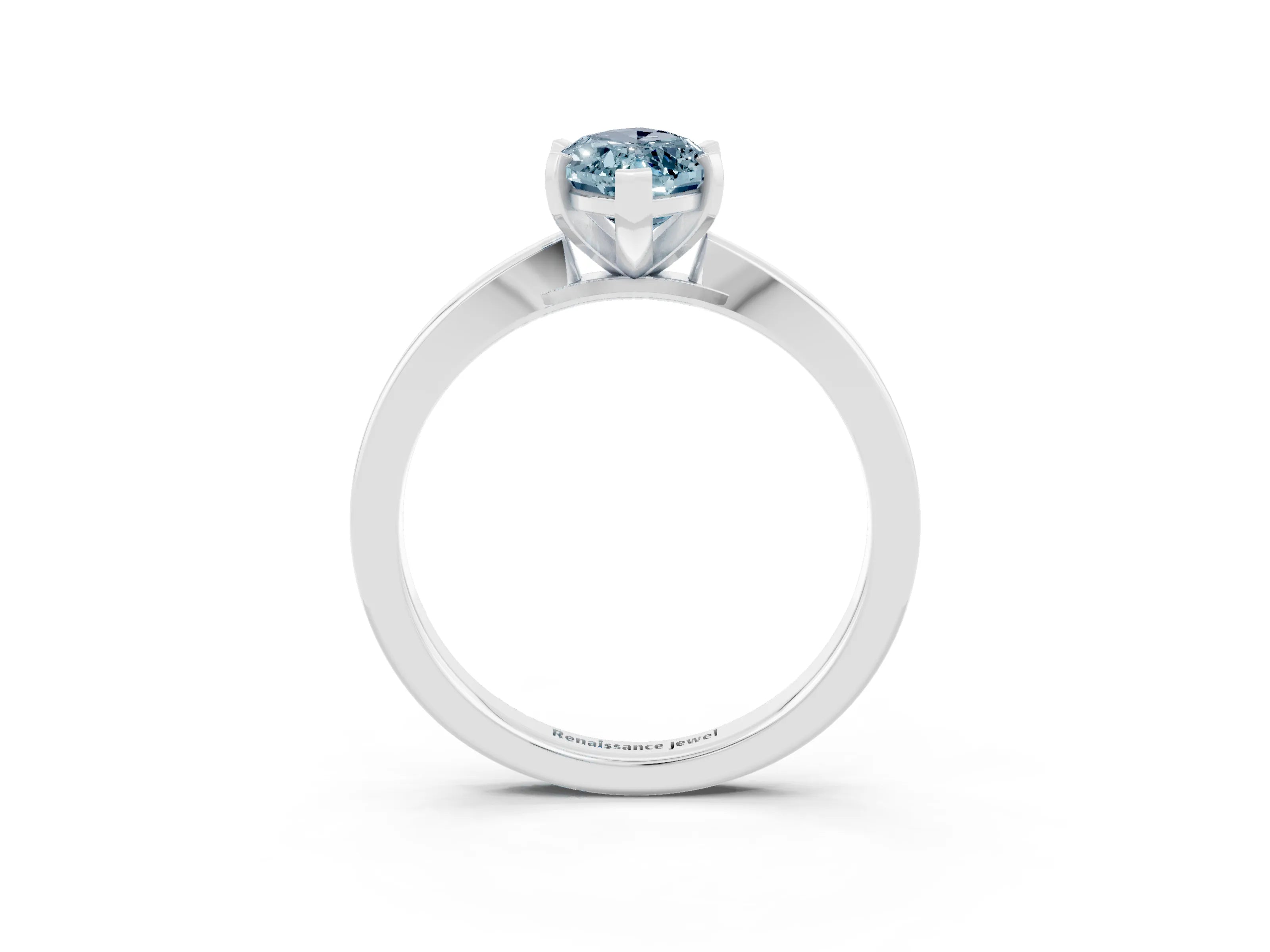 White gold Marquise Cut Aquamarine Solitaire Engagement Ring with Classic Band and Four-Prong Setting_51
