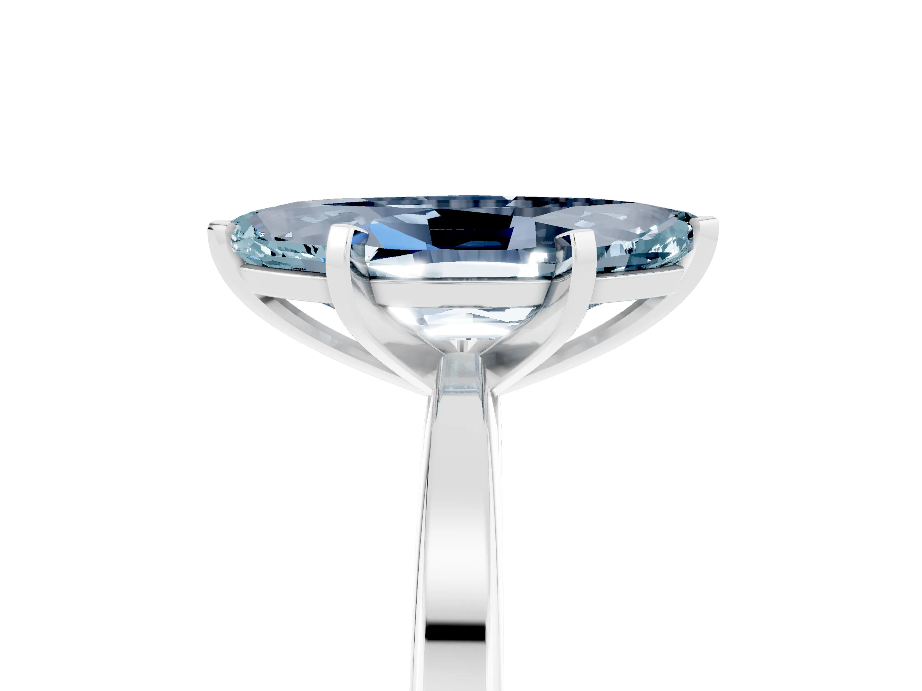 White gold Marquise Cut Aquamarine Solitaire Engagement Ring with Classic Band and Four-Prong Setting_53
