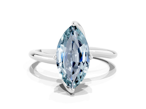 White gold Marquise Cut Aquamarine Solitaire Engagement Ring with Four-Prong Setting and Classic Band_12