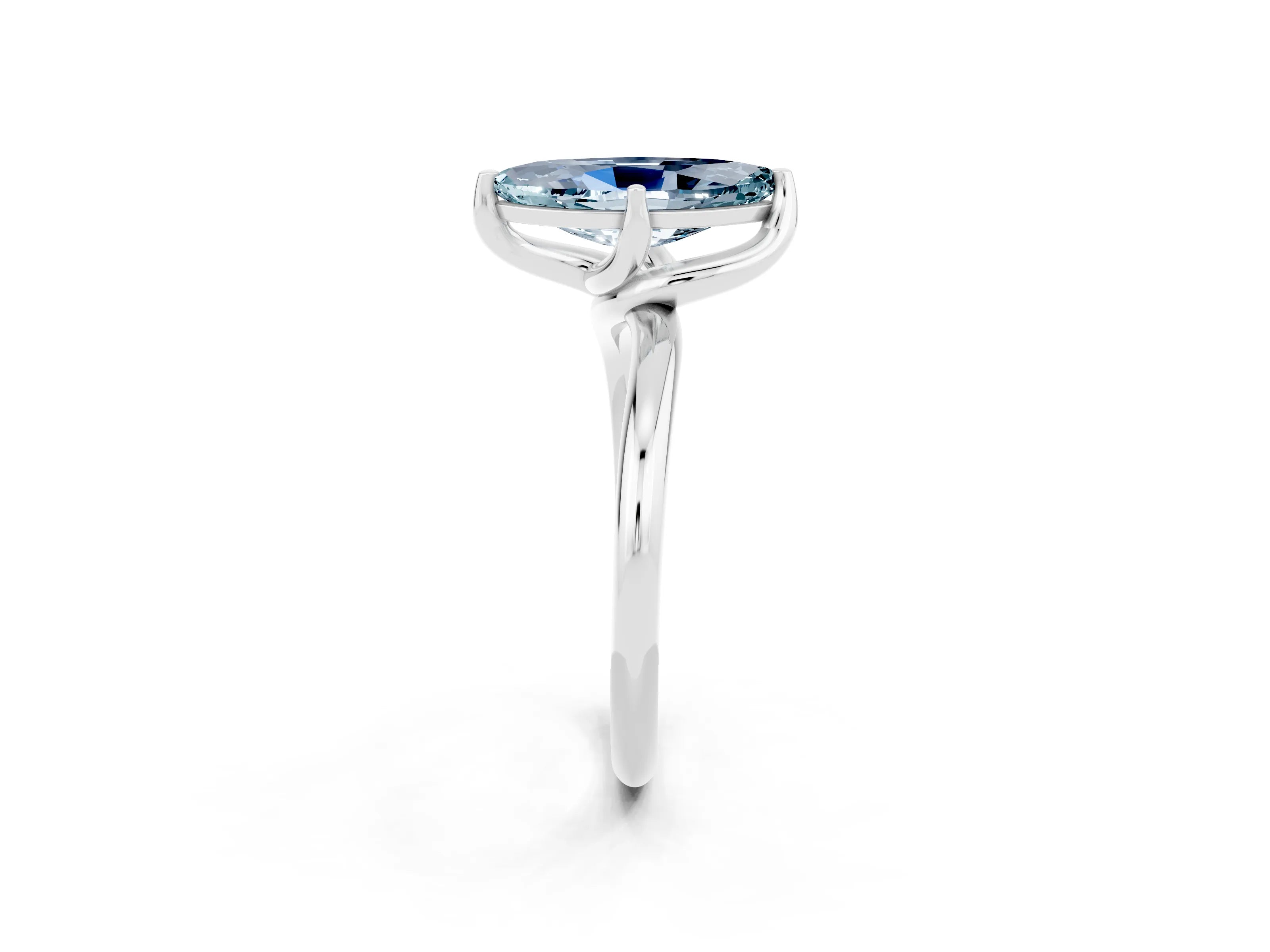 White gold Marquise Cut Aquamarine Solitaire Engagement Ring with Four-Prong Setting and Classic Band_14