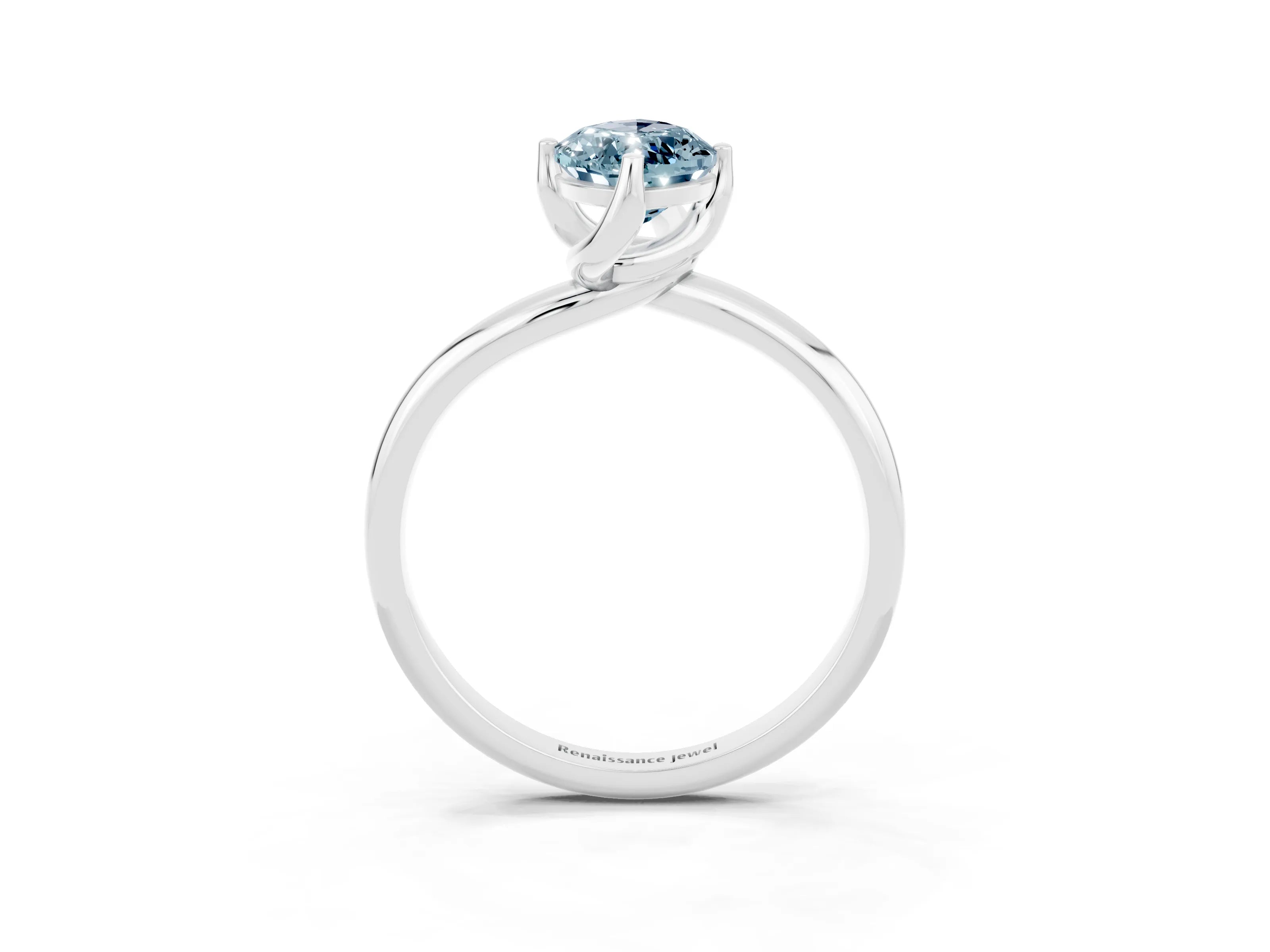 White gold Marquise Cut Aquamarine Solitaire Engagement Ring with Four-Prong Setting and Classic Band_15