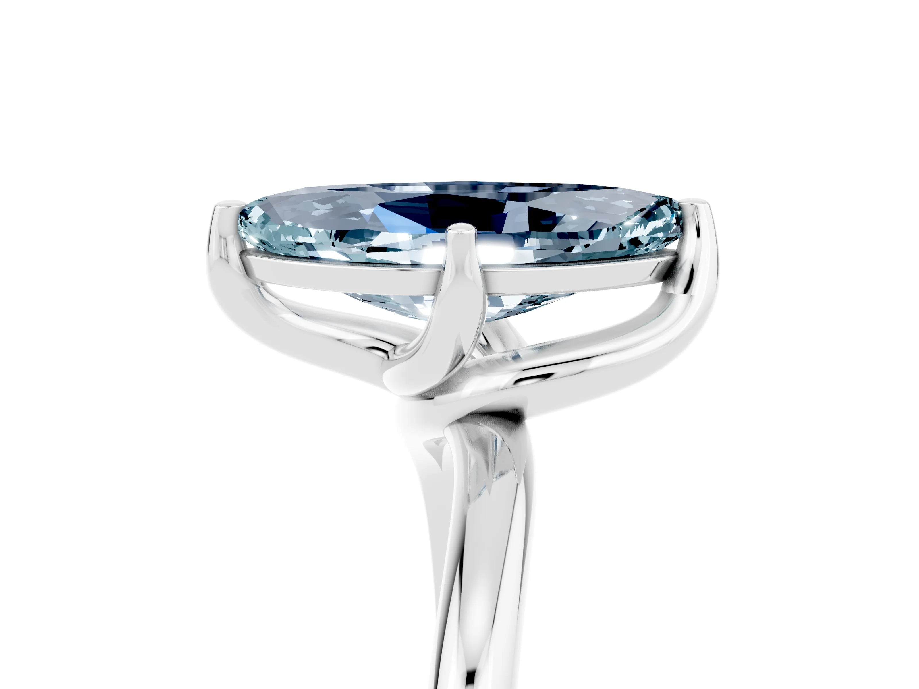 White gold Marquise Cut Aquamarine Solitaire Engagement Ring with Four-Prong Setting and Classic Band_17