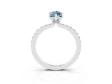 White gold Marquise Cut Aquamarine Solitaire Engagement Ring with Pavé Band and Four-Prong Setting_3