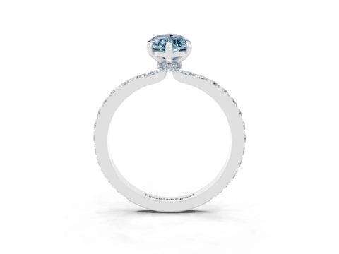 White gold Marquise Cut Aquamarine Solitaire Engagement Ring with Pavé Band and Four-Prong Setting_3