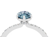 White gold Marquise Cut Aquamarine Solitaire Engagement Ring with Pavé Band and Four-Prong Setting_4