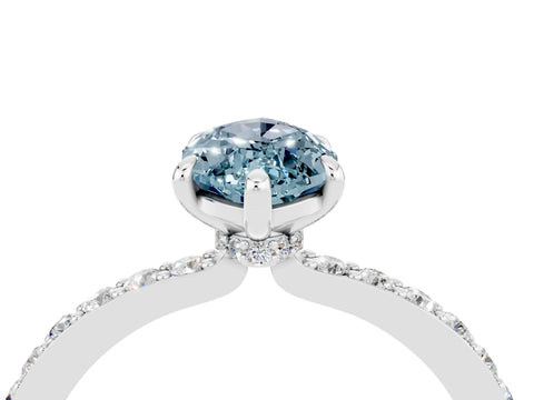 White gold Marquise Cut Aquamarine Solitaire Engagement Ring with Pavé Band and Four-Prong Setting_4