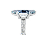 White gold Marquise Cut Aquamarine Solitaire Engagement Ring with Pavé Band and Four-Prong Setting_5