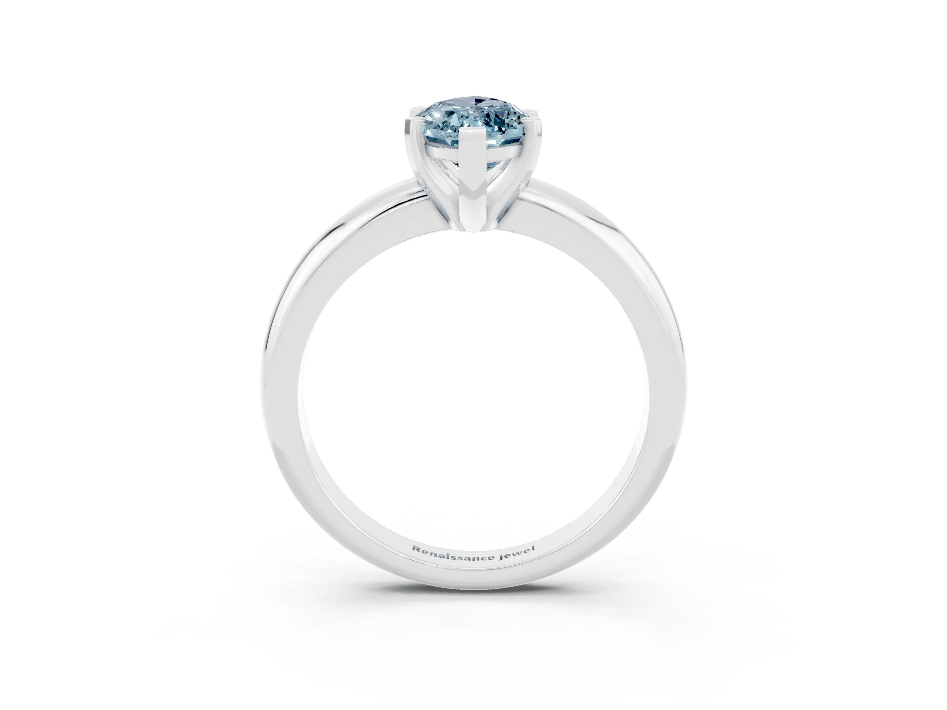 White gold Marquise Cut Aquamarine Solitaire Engagement Ring with Round Band and Four-Prong Setting_3