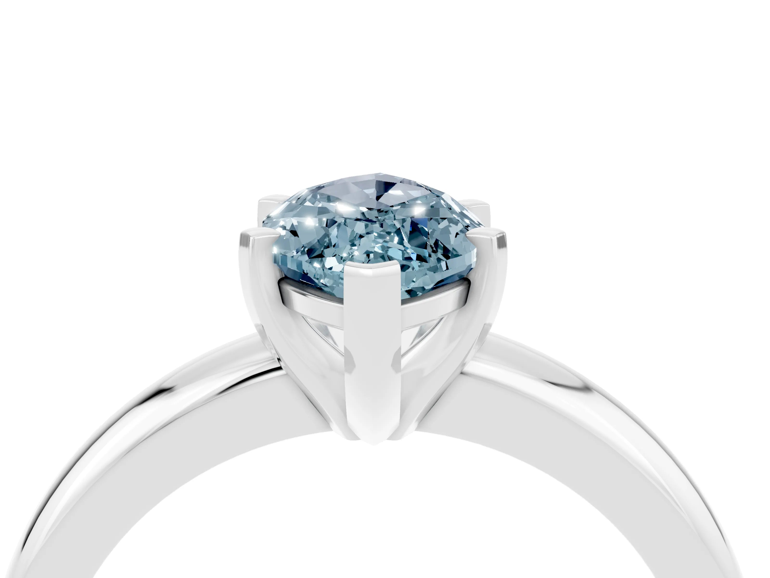 White gold Marquise Cut Aquamarine Solitaire Engagement Ring with Round Band and Four-Prong Setting_4