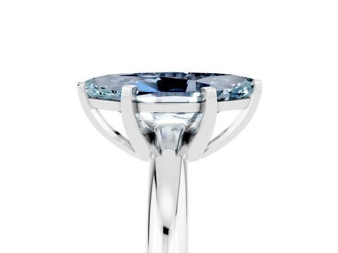 White gold Marquise Cut Aquamarine Solitaire Engagement Ring with Round Band and Four-Prong Setting_5