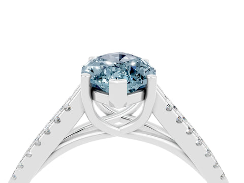White gold Marquise Cut Aquamarine Solitaire Engagement Ring with Split Shank Pavé Band_4