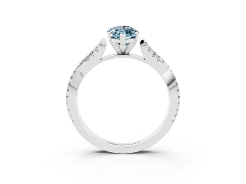 White gold Marquise Cut Aquamarine Solitaire Engagement Ring with Twisted Pavé Band and Four-Prong Setting_3