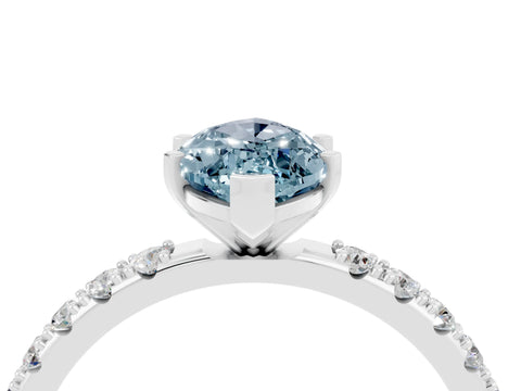 White gold Marquise Cut Aquamarine Solitaire Pavé Band with Four-Prong Setting_4