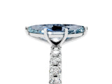 White gold Marquise Cut Aquamarine Solitaire Pavé Band with Four-Prong Setting_5