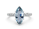 White gold Marquise Cut Aquamarine Solitaire Pavé Engagement Ring with Round Band and Prong Setting_12