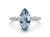 White gold Marquise Cut Aquamarine Solitaire Pavé Engagement Ring with Round Band and Prong Setting_78