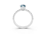 White gold Marquise Cut Aquamarine Solitaire Pavé Engagement Ring with Round Band and Prong Setting_81