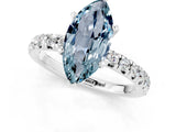 White gold Marquise Cut Aquamarine Solitaire Pavé Engagement Ring with Round Band and Prong Setting_91