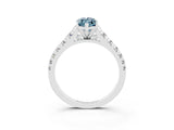 White gold Marquise Cut Aquamarine Solitaire Ring with Cathedral Setting and Pavé Band_3