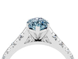 White gold Marquise Cut Aquamarine Solitaire Ring with Cathedral Setting and Pavé Band_4