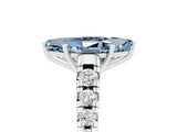 White gold Marquise Cut Aquamarine Solitaire Ring with Cathedral Setting and Pavé Band_5