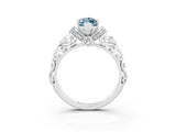 White gold Marquise Cut Aquamarine Solitaire Ring with Filigree Band and Four-Prong Setting_27