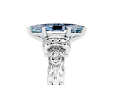 White gold Marquise Cut Aquamarine Solitaire Ring with Filigree Band and Four-Prong Setting_29