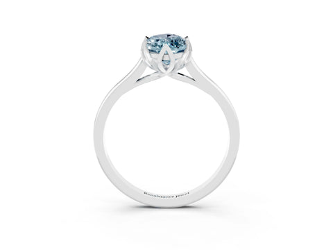 White gold Marquise Cut Aquamarine Solitaire Ring with Flower Prong Setting and Classic Band_15