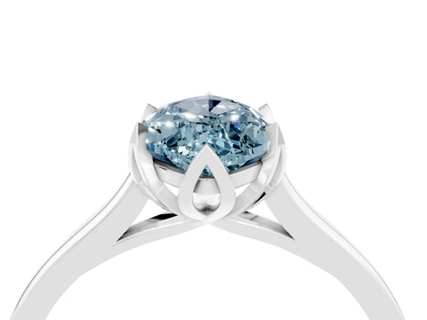 White gold Marquise Cut Aquamarine Solitaire Ring with Flower Prong Setting and Classic Band_16