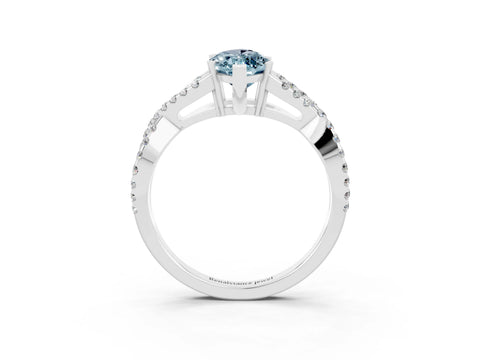 White gold Marquise Cut Aquamarine Solitaire Ring with Four-Prong Setting and Twisted Pavé Band_3