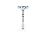 White gold Marquise Cut Aquamarine Solitaire Ring with Pavé Accents and Four-Prong Setting_2