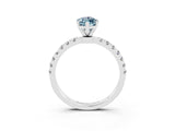White gold Marquise Cut Aquamarine Solitaire Ring with Pavé Accents and Four-Prong Setting_3