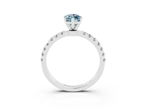 White gold Marquise Cut Aquamarine Solitaire Ring with Pavé Accents and Four-Prong Setting_3