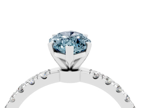 White gold Marquise Cut Aquamarine Solitaire Ring with Pavé Accents and Four-Prong Setting_4