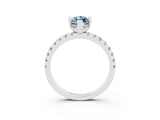White gold Marquise Cut Aquamarine Solitaire Ring with Pavé Band and Four-Prong Setting_27