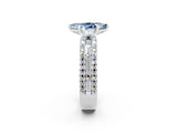 White gold Marquise Cut Aquamarine Solitaire Ring with Pavé and Channel Set Band_2