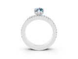 White gold Marquise Cut Aquamarine Solitaire Ring with Pavé and Channel Set Band_3