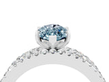 White gold Marquise Cut Aquamarine Solitaire Ring with Pavé and Channel Set Band_4
