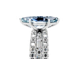 White gold Marquise Cut Aquamarine Solitaire Ring with Pavé and Channel Set Band_5