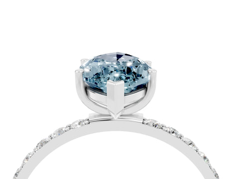 White gold Marquise Cut Aquamarine Solitaire Ring with Pave Band and Four Prong Setting_16