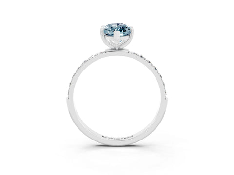 White gold Marquise Cut Aquamarine Solitaire Ring with Pave Band and Four Prong Setting_27