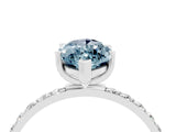 White gold Marquise Cut Aquamarine Solitaire Ring with Pave Band and Four Prong Setting_28