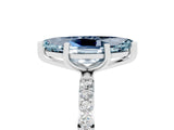 White gold Marquise Cut Aquamarine Solitaire Ring with Pave Band and Four Prong Setting_29