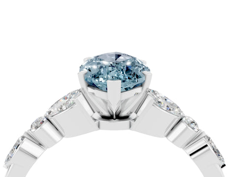 White gold Marquise Cut Aquamarine Solitaire Ring with Side Stones and Four-Prong Setting_36
