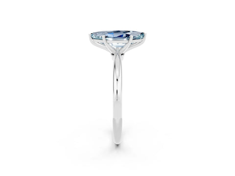 White gold Marquise Cut Aquamarine Solitaire Ring with Six-Prong Setting and Classic Band_2