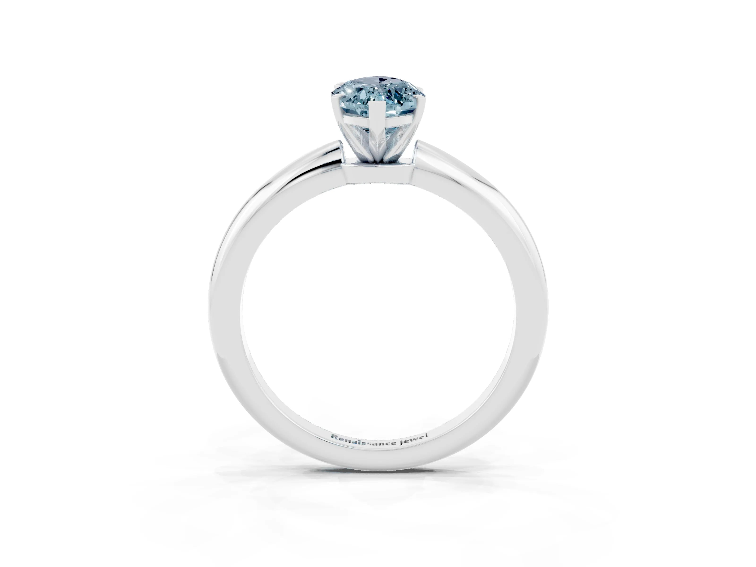 White gold Marquise Cut Aquamarine Solitaire Ring with Six-Prong Setting and Classic Band_3