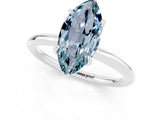 White gold Marquise Cut Aquamarine Solitaire Ring with Thin Band and Four-Prong Setting_13