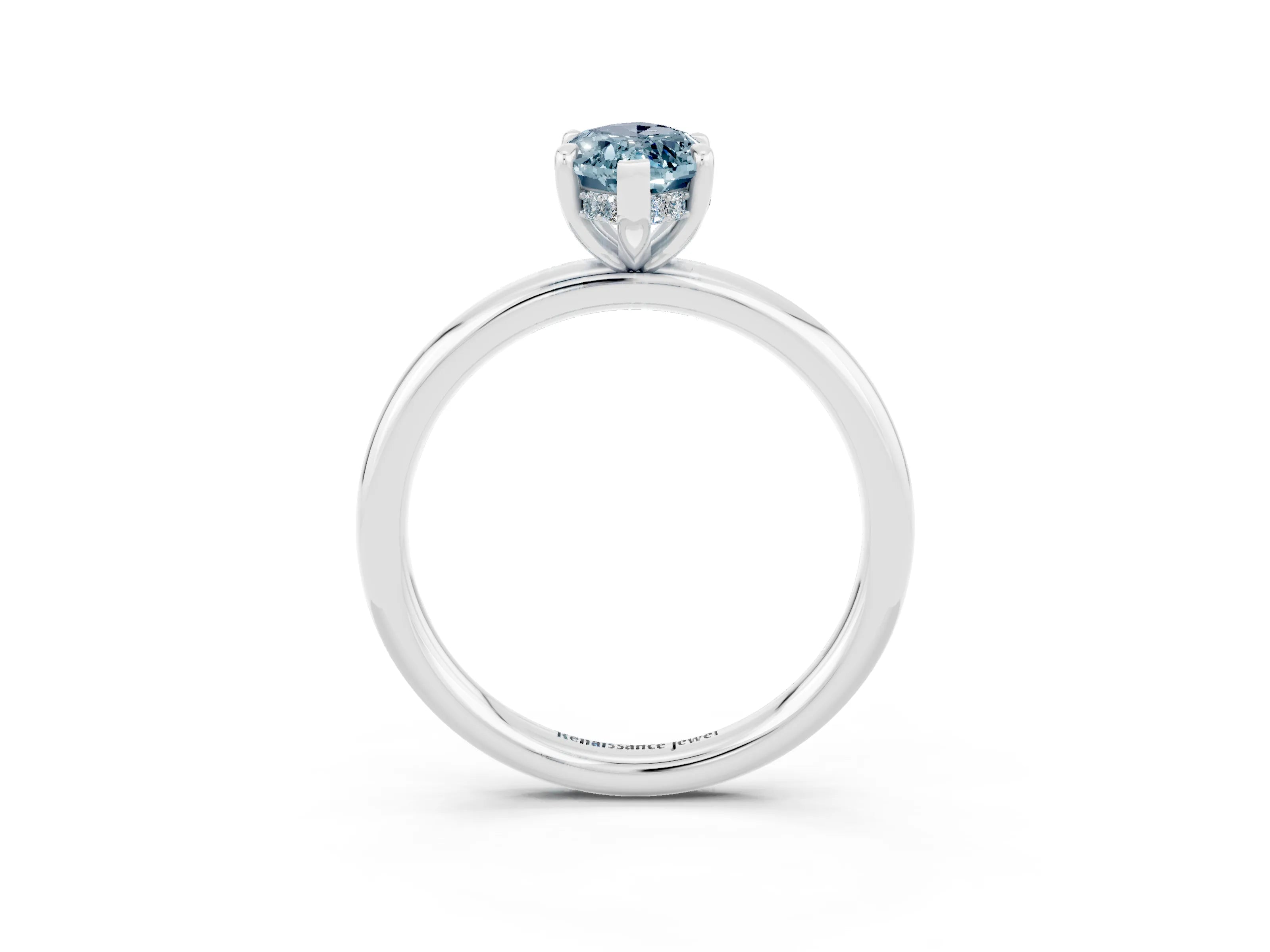 White gold Marquise Cut Aquamarine Solitaire Ring with Thin Band and Four-Prong Setting_15