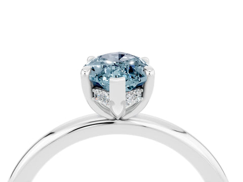 White gold Marquise Cut Aquamarine Solitaire Ring with Thin Band and Four-Prong Setting_16